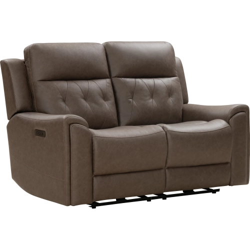 Phillip Power Reclining Loveseat with Power Headrests & Hidden Cup Holders in Simba Brown Fabric